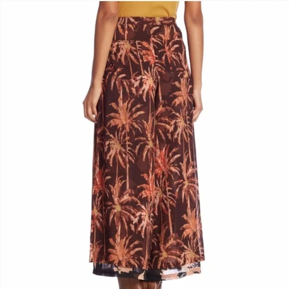 Scotch & Soda Palm Print Wide Leg Pants - Brown, Size S - Picture 3 of 8